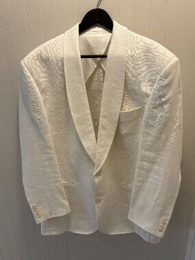 Everett Hall 100% Linen Ivory Blazer Made in USA Men’s Classic Summer Sport Coat